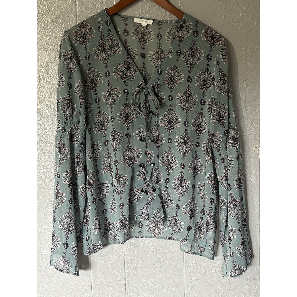 Maurices Blouse Women's Size L Multicolor Long‎ Sleeve V Neck  Sheer Boho Fairy
